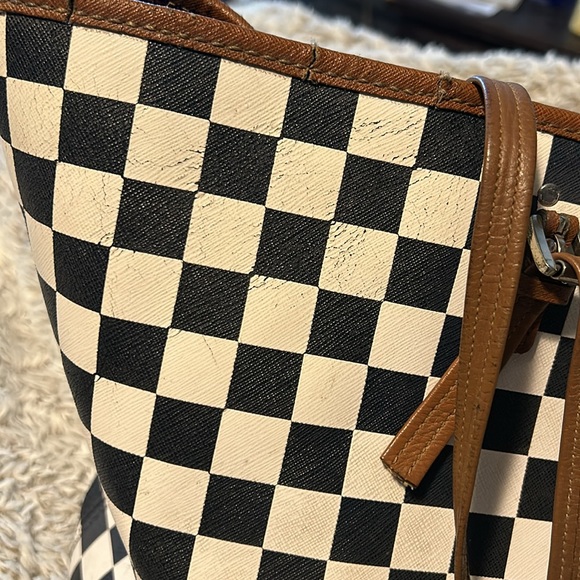 Rare Michael Kors Navy Checkered Tote - Picture 4 of 10